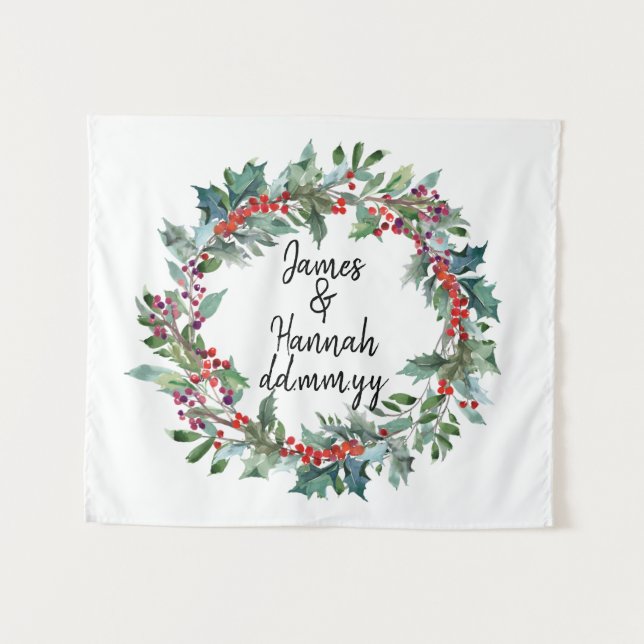 Holiday Wedding Backdrop Christmas Ceremony Prop Tapestry (Front (Horizontal))