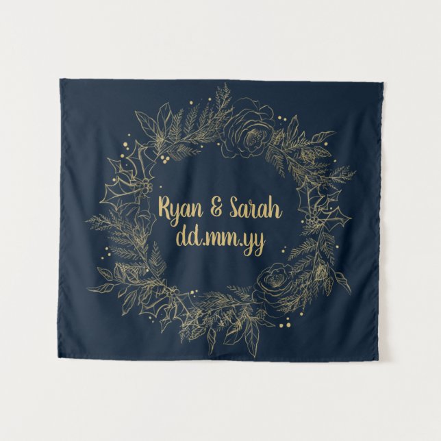 Holiday Wedding Backdrop, December Wedding Decor Tapestry (Front (Horizontal))