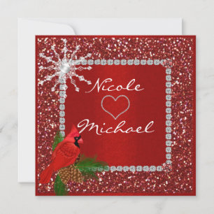 Holiday Wedding Invitation with CRYSTAL SNOWFLAKE