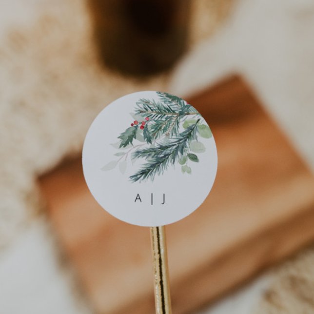 Holiday Wedding Monogram Favour Sticker (Creator Uploaded)