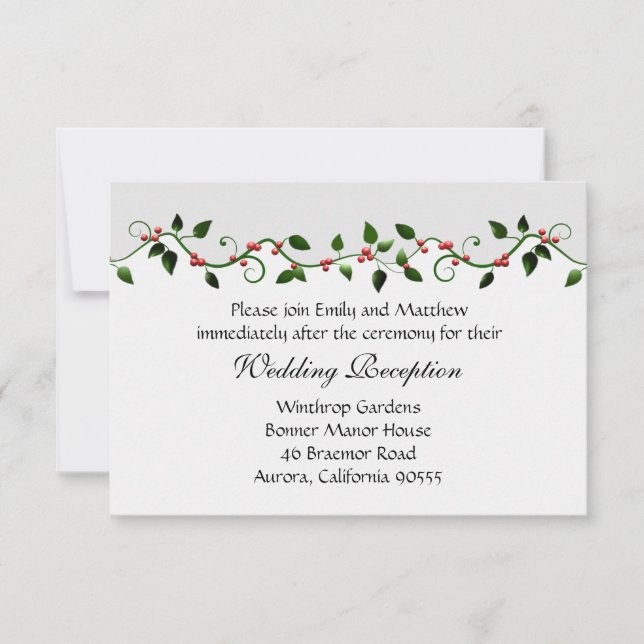 Holiday Wedding Reception Directions Invitation (Front)