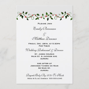 Holiday Wedding Rehearsal Dinner Invitation
