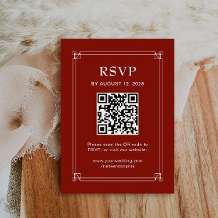 Holiday Wedding RSVP and QR Code Red Enclosure Card