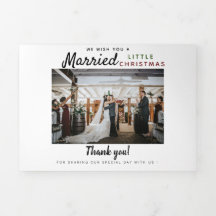 Holiday Wedding Thank You Trifold Letter Fold Card