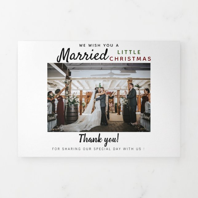 Holiday Wedding Thank You Trifold Letter Fold Card (Cover)