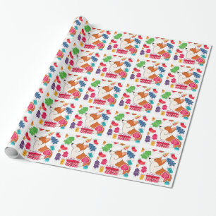 Holiday Welsh Corgi Cartoon with Presents Wrapping Paper