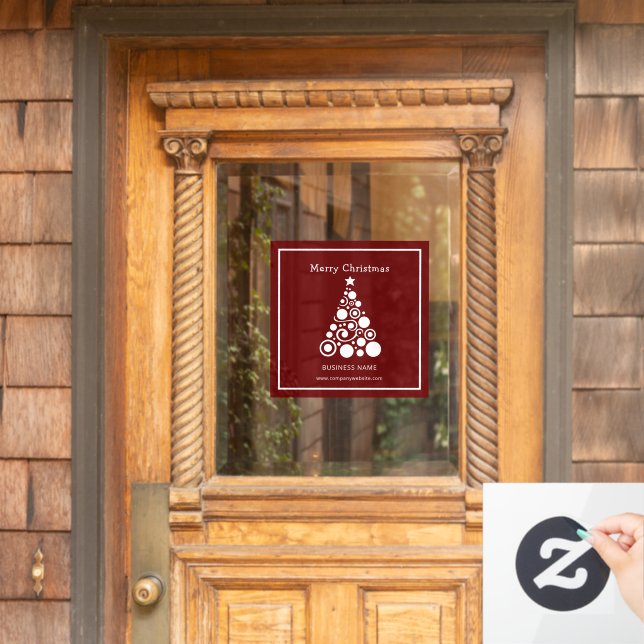 Holiday White Christmas Tree on Maroon Red (Home Door)