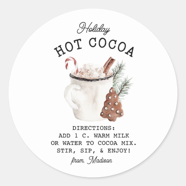 Holiday White Cocoa Classic Round Sticker (Front)