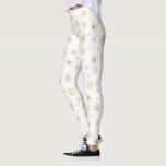 Holiday white gold snowflake pattern bold festive  leggings<br><div class="desc">Be a trendsetter as well as get into the holiday spirit with these cute and cosy leggings! A fun, playful, faux gold snowflake random pattern on a clean, white background, helps you usher in the holiday season. Work out, run errands, or just hang out. So unique, you’ll never have to...</div>