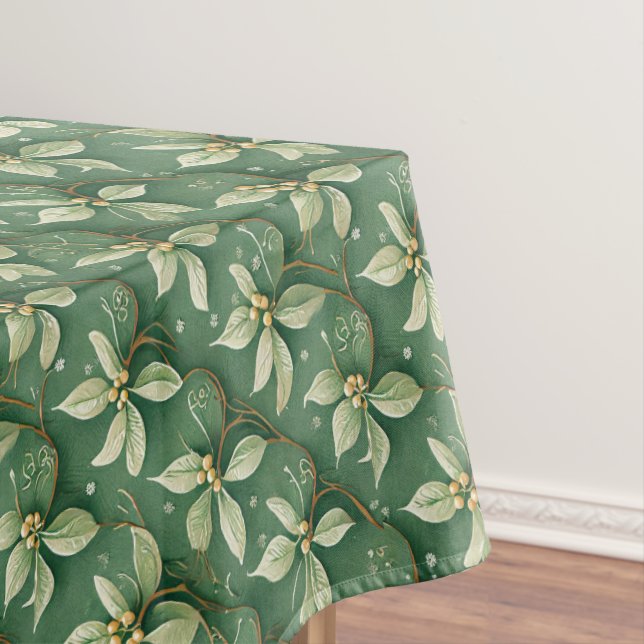 Holiday White Poinsettia  Tablecloth (In Situ)