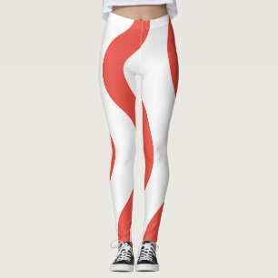 Holiday White Red Swirls Classic Candy Cane Leggings