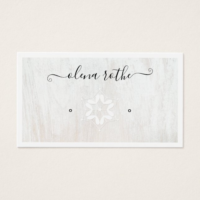 Holiday White Wood Earring Display  Holder   Calli (Front)