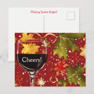 Holiday Wine Cheers Christmas Postcard