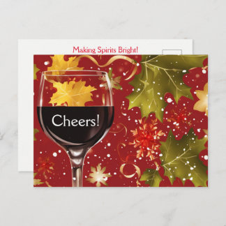 Holiday Wine Cheers Christmas Postcard