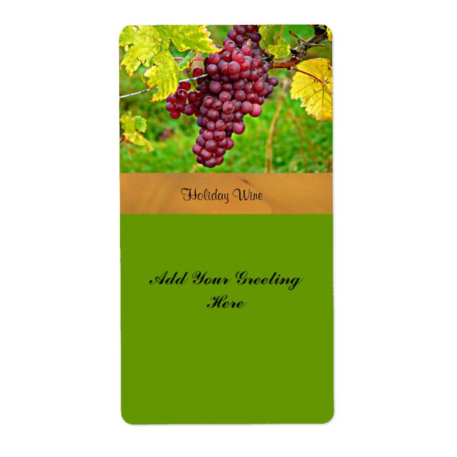 Holiday Wine Label with Red Grapes Template (Front)