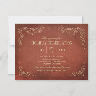 Holiday Wine Party Invitation Vintage Vineyard