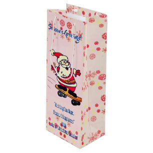 Holiday Wine with Santa Wine Gift Bag
