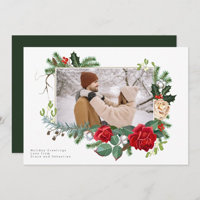 Holiday Winter Botanical Photo Personalised (Front/Back)