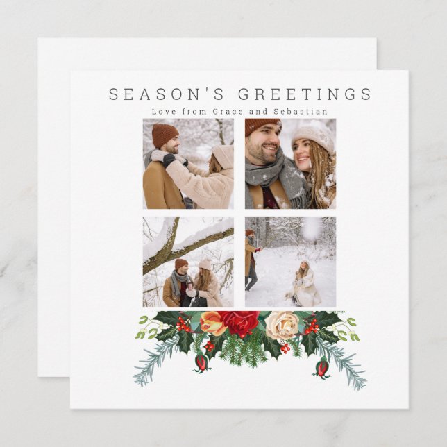 Holiday Winter Botanical Photo Personalised  Card (Front/Back)