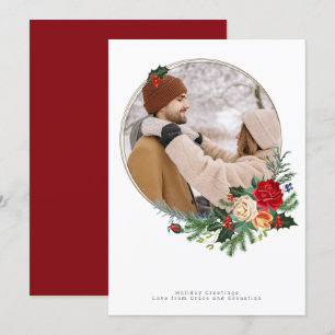 Holiday Winter Botanical Photo Personalised Card