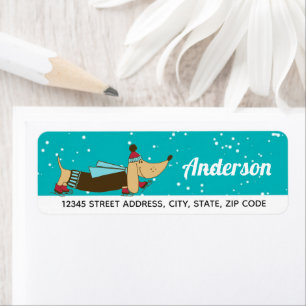 Holiday Winter Dachshund Return Address Label