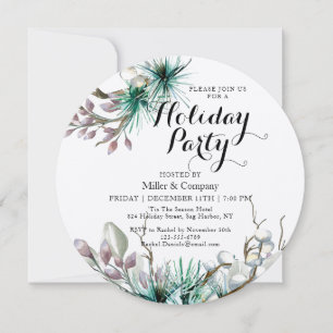 Holiday Winter Floral Corporate Christmas Party Invitation