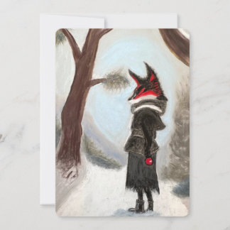 Holiday Winter Fox Hand-painted Card