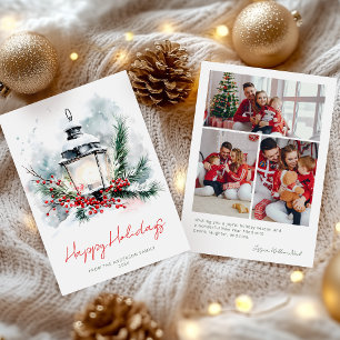 Holiday Winter Lantern Christmas Family Photo Card