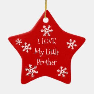 Holiday Winter Snowflake I Love My Brother Sister Ceramic Ornament