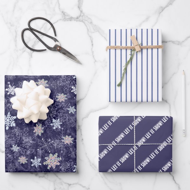 Holiday Winter Snowflakes  Wrapping Paper Sheet (Front)