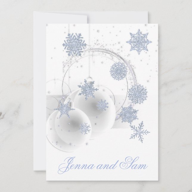 Holiday Winter Wedding Invitation white ice blue (Front)