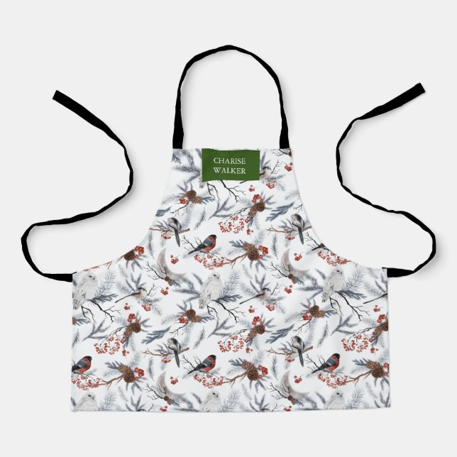 holiday winter wonderland kids monogram apron (Front)