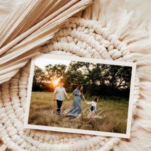 Holiday Wishes Boho Christmas Greeting Photo Card