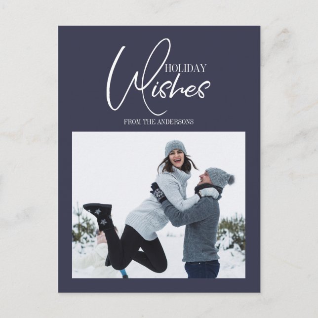 Holiday Wishes Christmas Photo  Postcard (Front)