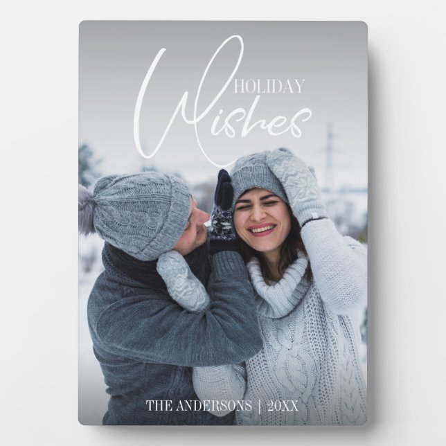 Holiday Wishes Christmas Tabletop Plaque (Front)