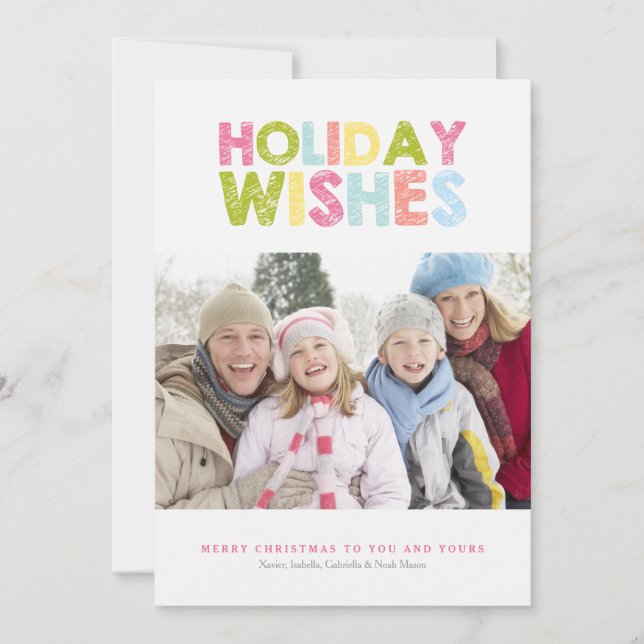 HOLIDAY WISHES | Colourful Chalk Card (Front)