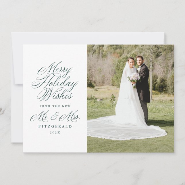 Holiday Wishes from the New Mr. and Mrs. Newlywed Card (Front)