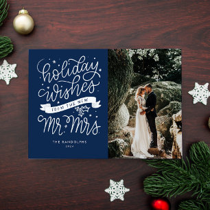 Holiday Wishes from the New Mr. & Mrs. (Blue)