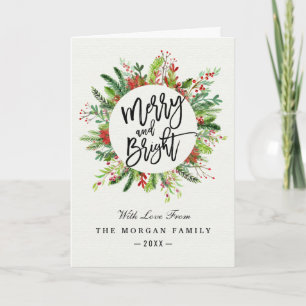 Holiday Wishes Merry and Bright Christmas Greeting Card