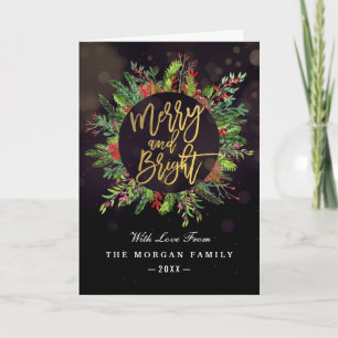 Holiday Wishes Merry and Bright Christmas Greeting Card