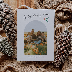 Holiday Wishes Minimalist White Arch Mistletoe Card