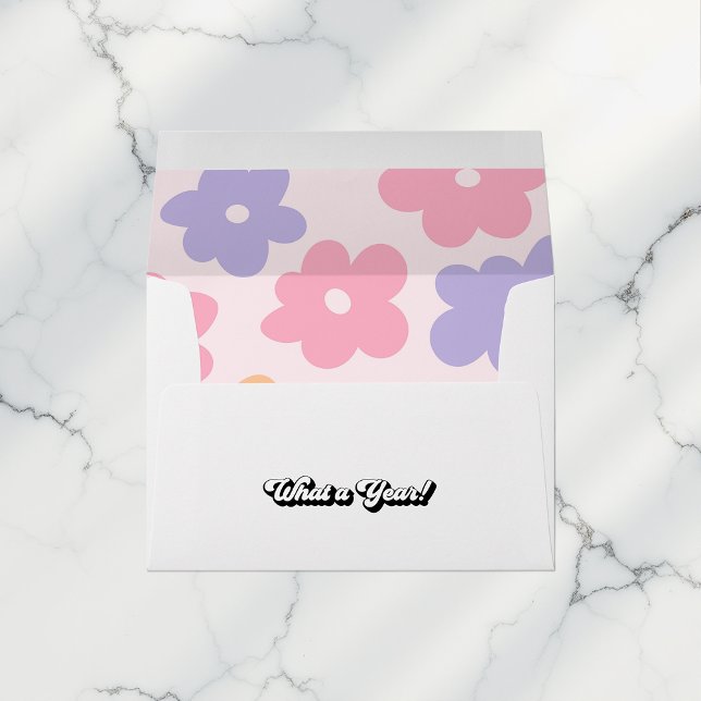 Holiday Wishes Retro Floral “What a Year!” Envelope (Creator Uploaded)