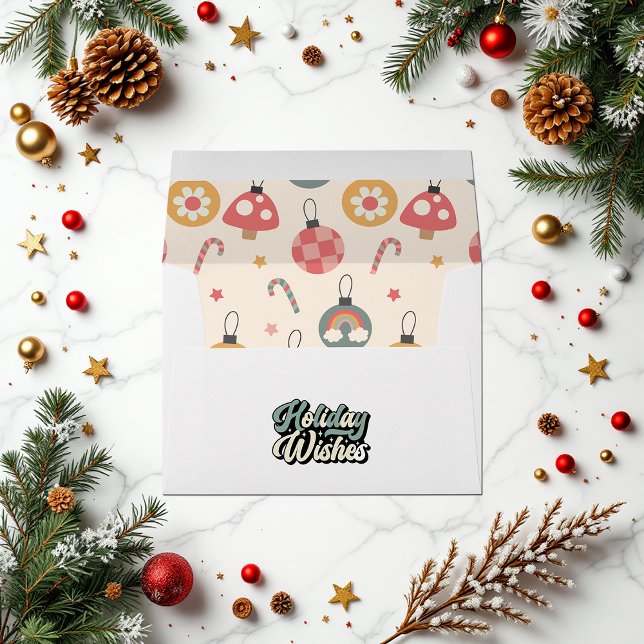 Holiday Wishes Retro Whimsical Holiday Envelope (Holiday Wishes Retro Whimsical Holiday Envelope)