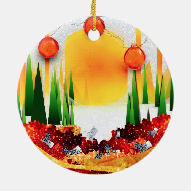 Holiday within the Pines! Ceramic Ornament (Back)