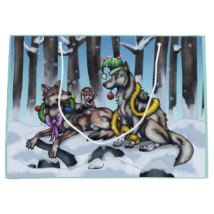 Holiday Wolves Large Gift Bag