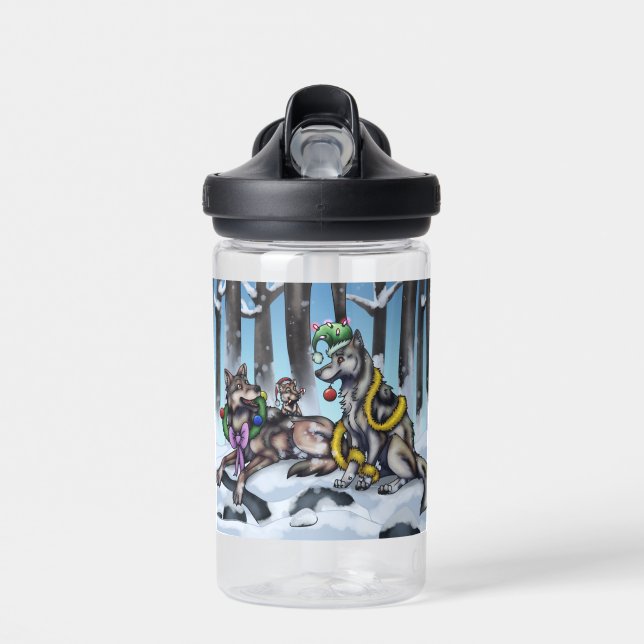 Holiday Wolves Water Bottle (Front)