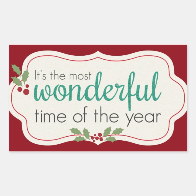 Holiday Wonderful Rectangular Sticker (Front)