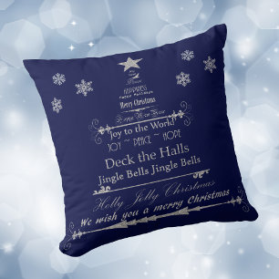 Holiday Word Art Christmas Tree Cushion