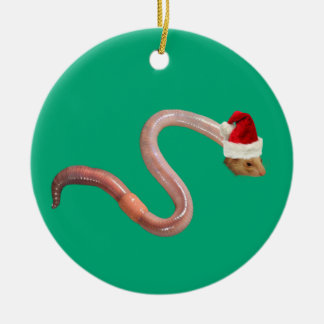 Holiday worm ceramic ornament