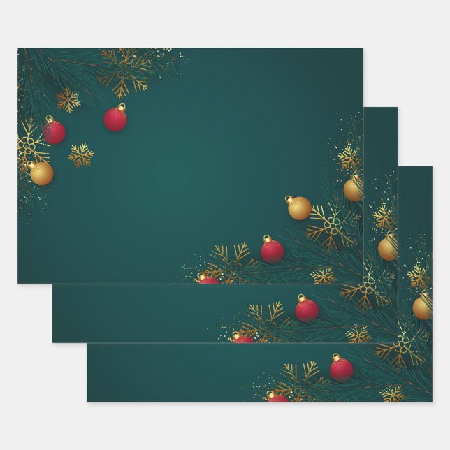 Holiday Wrapping Paper Flat Sheet Set of 3 (Christmas Flat Sheets Wrapping Paper!)